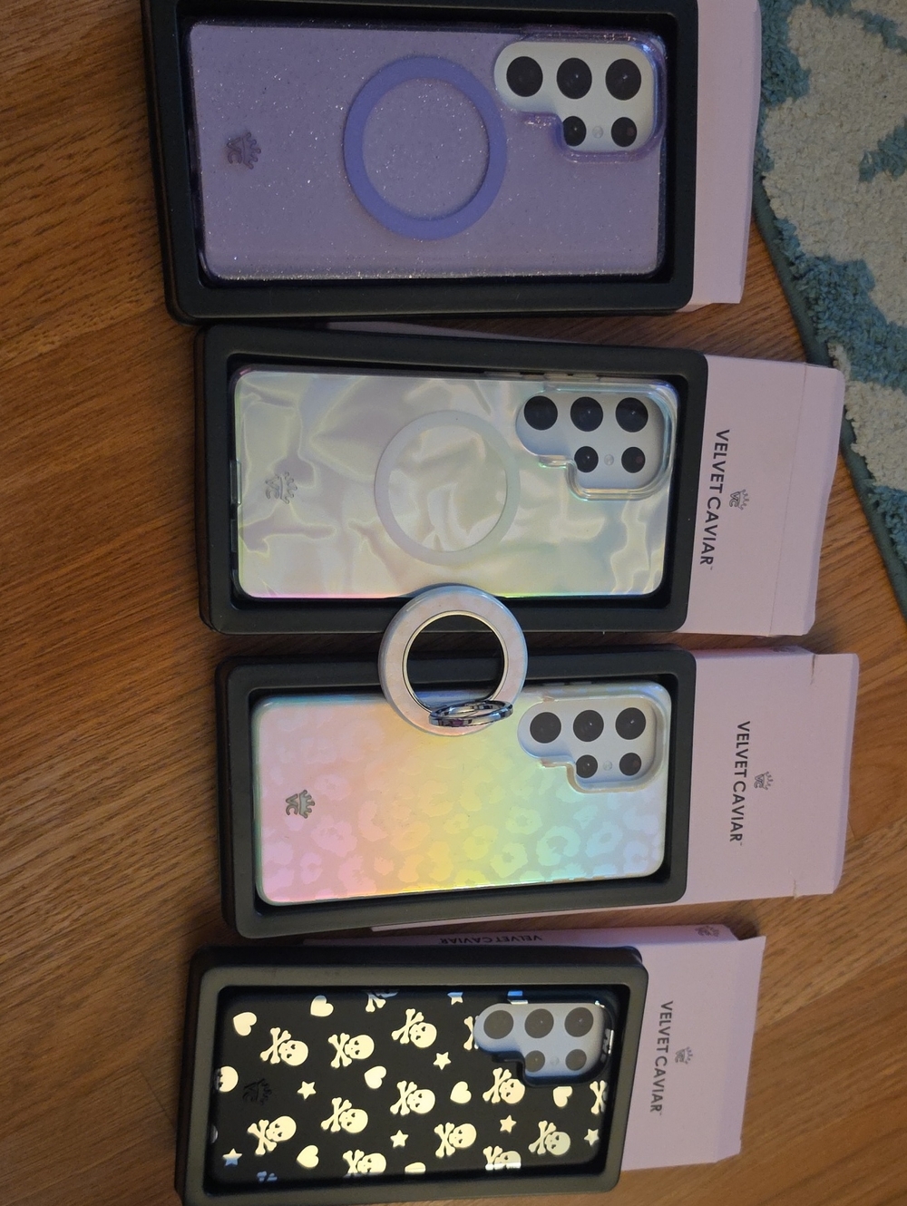 NEW 4 Velvet Caviar S26 Ultra Holographic Phone Case with Ring - Rainbow Glitter
